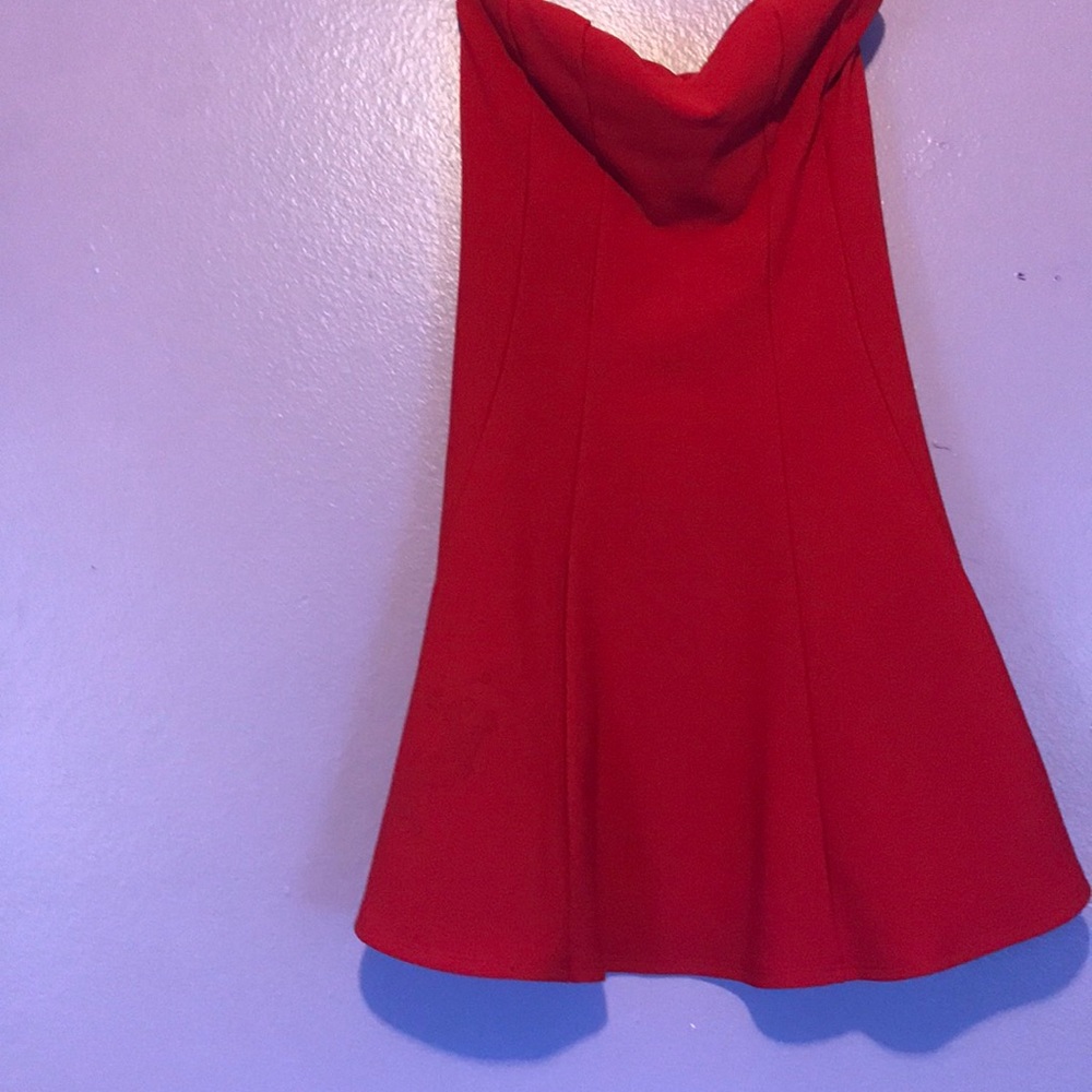 Strapless red dress